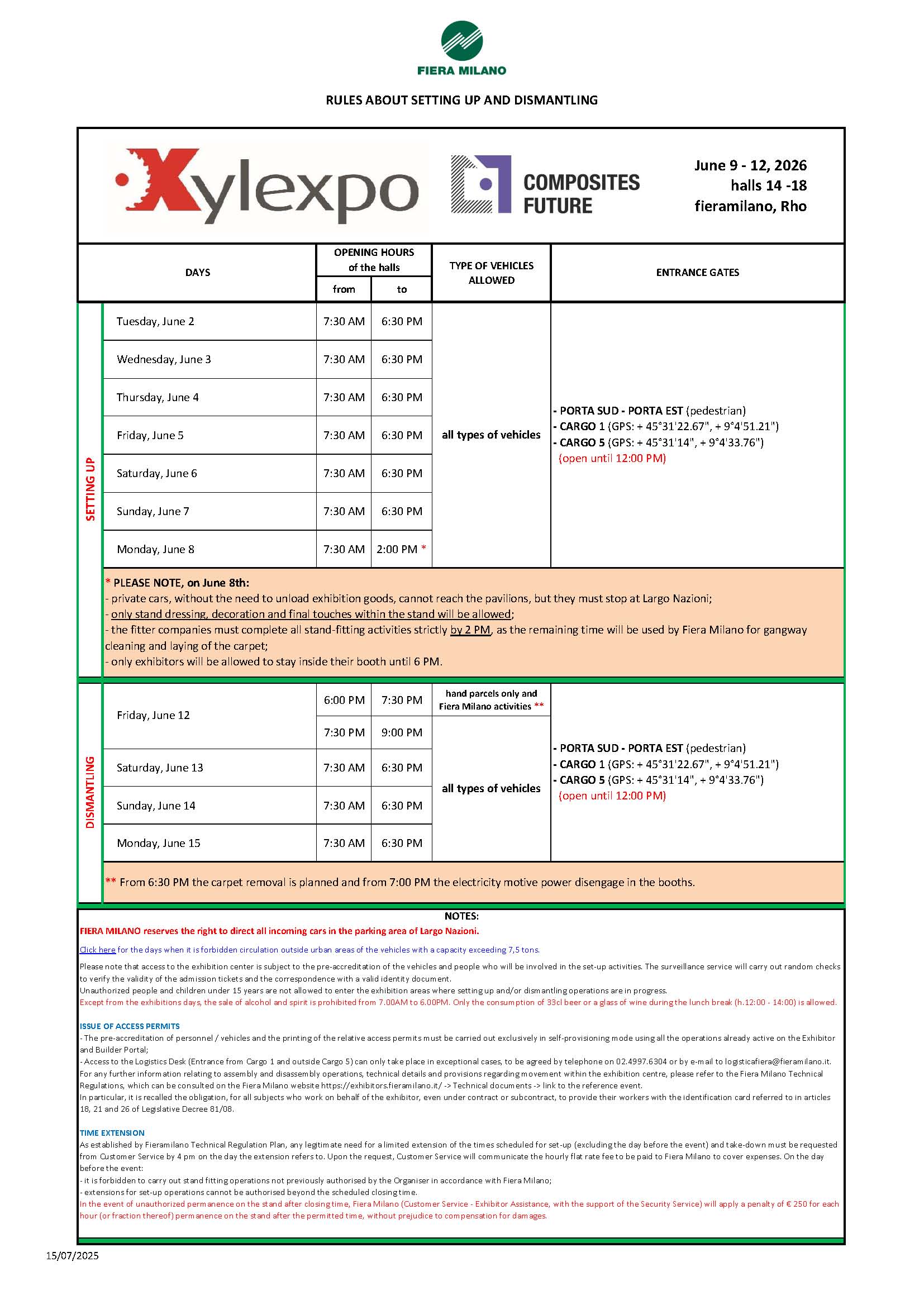 XYLEXPO 2024 RULES SETTING UP DISMANTLING